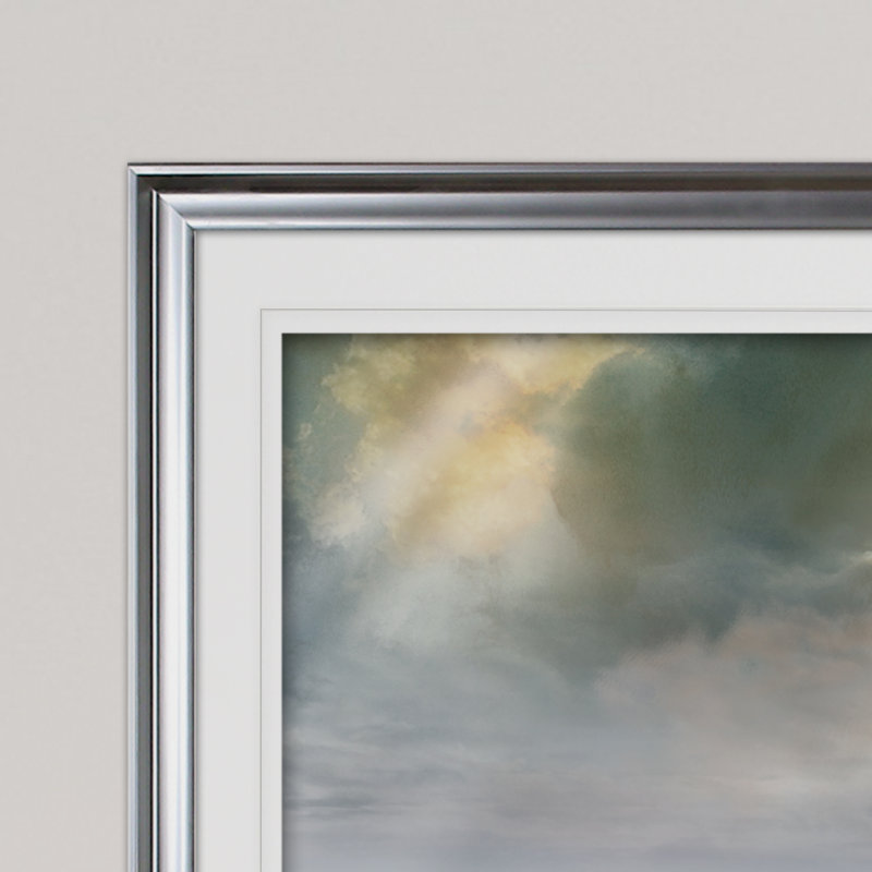 « reflection of light », reproduction de peinture à l’acrylique encadrée, Argent, H 30 po x l 40 po x P 1,5 po