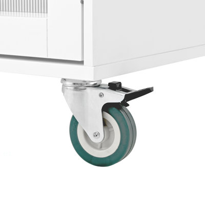 Mobile Kitchen Island Storage Trolley Cart on Wheels with Dropleaf Top, Towel/Spice Rack,2 Drawers, 2-Door Cabinet