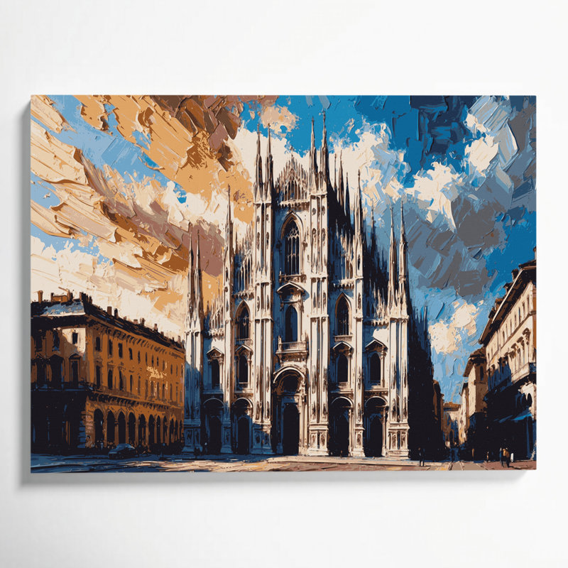 Art mural sur toile beige avec villes en Italie, H 11 po x l 14 po