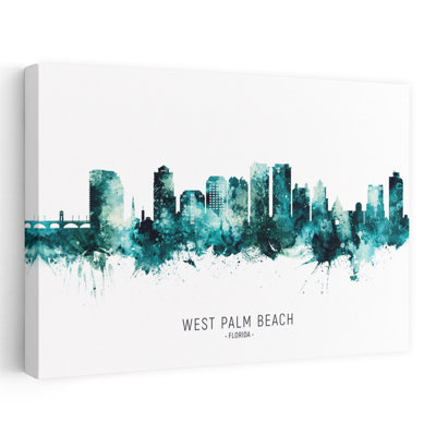 Abstract West Palm Beach City by Michael Tompsett - Wrapped Canvas Print