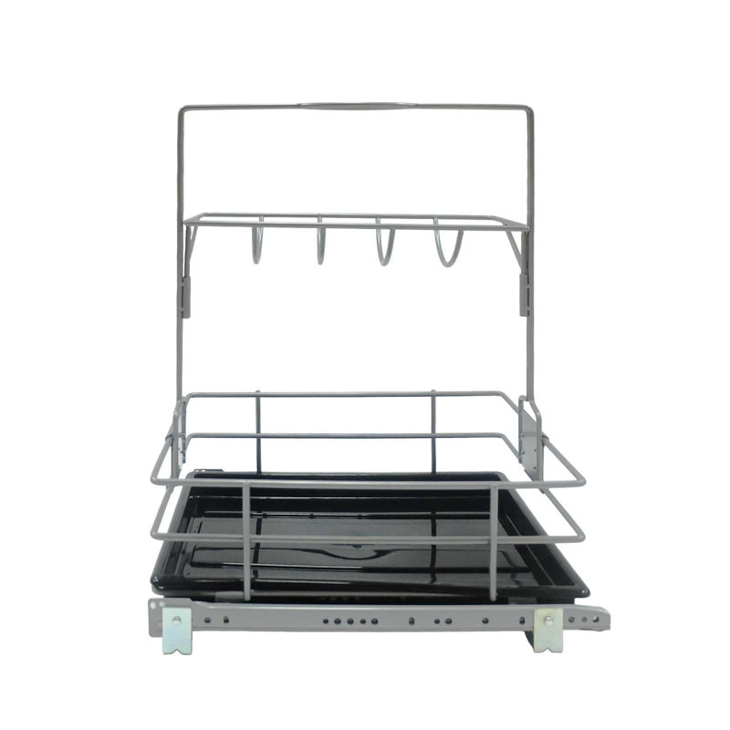 Sous le lavabo, panier de nettoyage coulissant pour la cuisine et la salle de bain (gris)