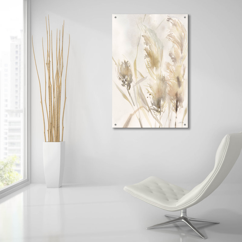 Art mural en verre pampas clair 3 pi par Katrina Pete, H 36 po x l 24 po x P 0,2 po