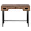 Bureau d'ordinateur brun avec accents en métal noir et tiroirs de rangement, 48 po, pour un rangement de bureau à domicile, stratifié et métal, style industriel moderne