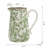 Ceramic White Pitcher Vase With Green Floral Pattern