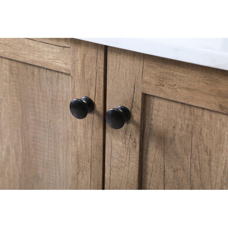 Meuble-lavabo simple avec plateau en marbre Soma, Chêne naturel