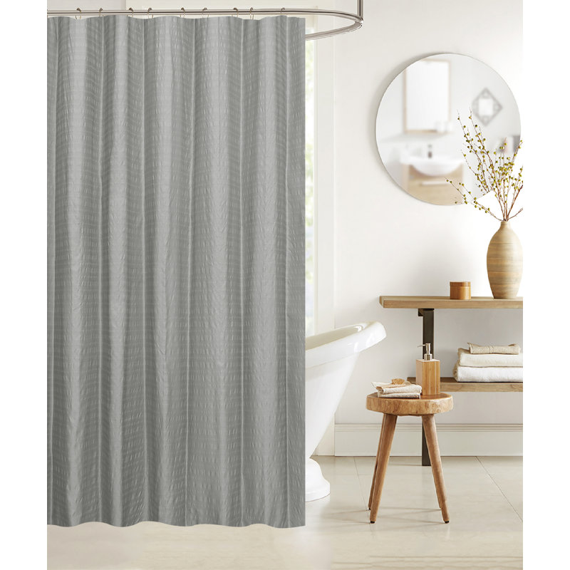 Ensemble de rideau de douche de couleur unie 13 pièces + crochets Tanuj, gris