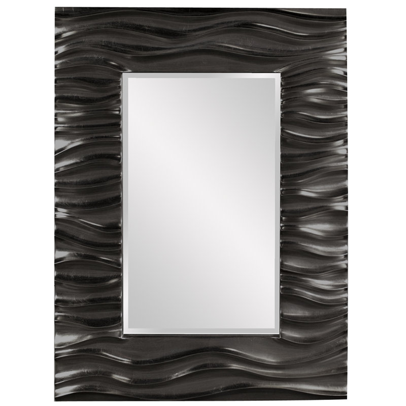 Beahn Rectangle Modern Beveled Accent Mirror, Black