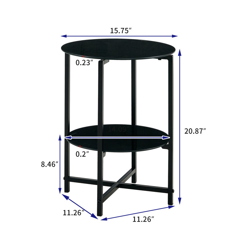 Chic And Durable Tempered Glass End Table Set