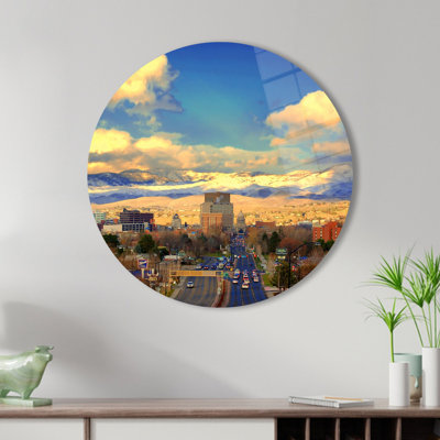 Art mural, paysage de ciel nuageux, imprimé sur verre, idéal pour un décor sur le thème de la ville