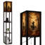 Lampe sur pied à DEL à intensité variable pour sorcière faisant du vélo sous la pleine lune, Halloween, forêt gothique, lampe sur pied en MDF avec télécommande, lumière 3 couleurs, pour le salon, la chambre à coucher