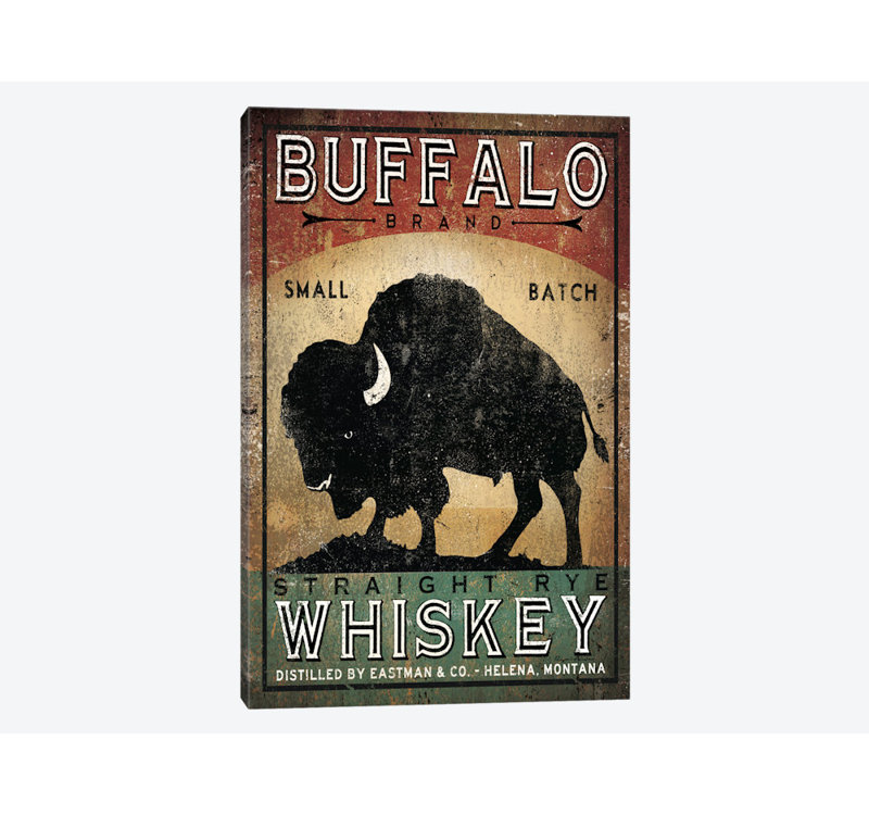 Buffalo Brand - lot de seigle droit - impression sur toile tendue, H 12 po x l 8 po x P 0,75 po, Toile tendue, Pas de tapis
