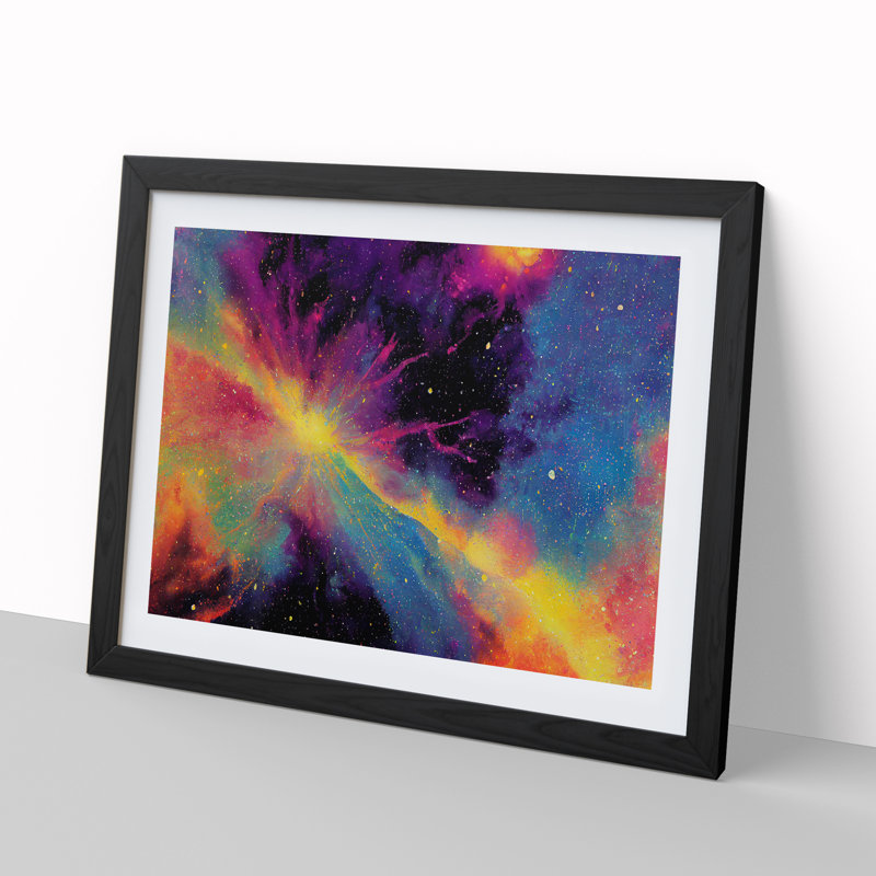 XH1022-6588X Painted Cosmos Vol.2 - Single Picture Frame Print, 46cm H x 64cm W, Black