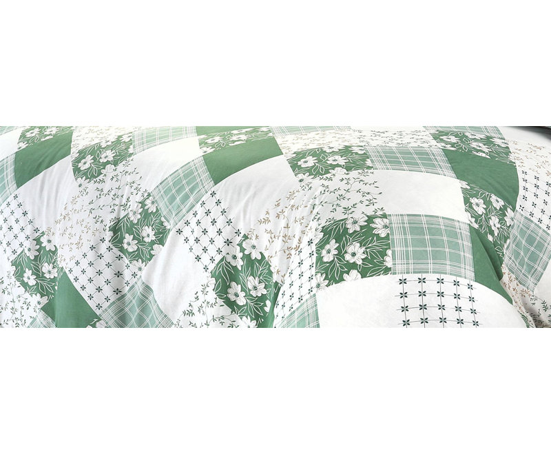 Cotton Blend Floral Duvet Cover Set with Pillowcases Included, Super King Duvet Cover + 2 Standard Pillowcases, Green