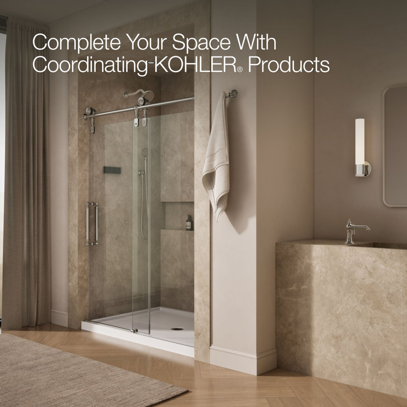 Artifacts 80-7/8 In. H Sliding Shower Door With 3/8 In.-Thick Glass, Polished Nickel