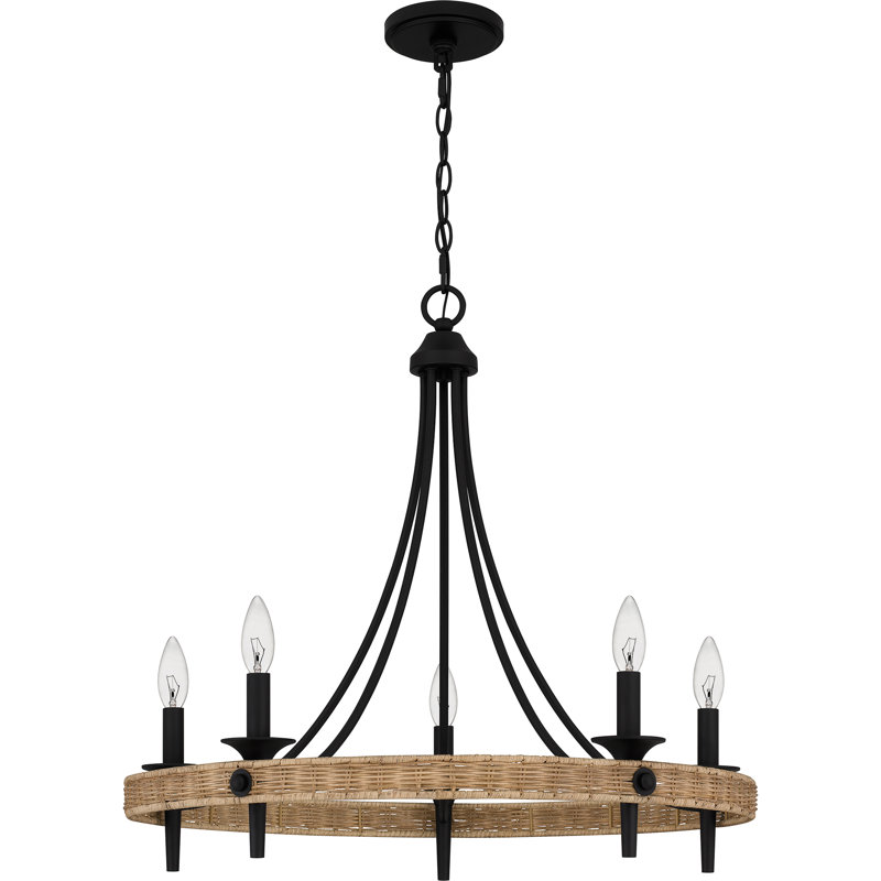Tigard 5 - Light Dimmable Wagon Wheel Chandelier