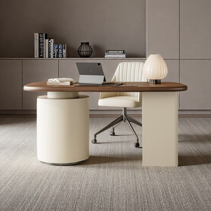 Bureau pour bureau à domicile avec surface en cuir, H 29,53 po x l 47,24 po x P 25,59 po