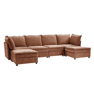 Cheltenham 127"W Modern 6-Piece Extra-Wide Storage Sectional Sofa