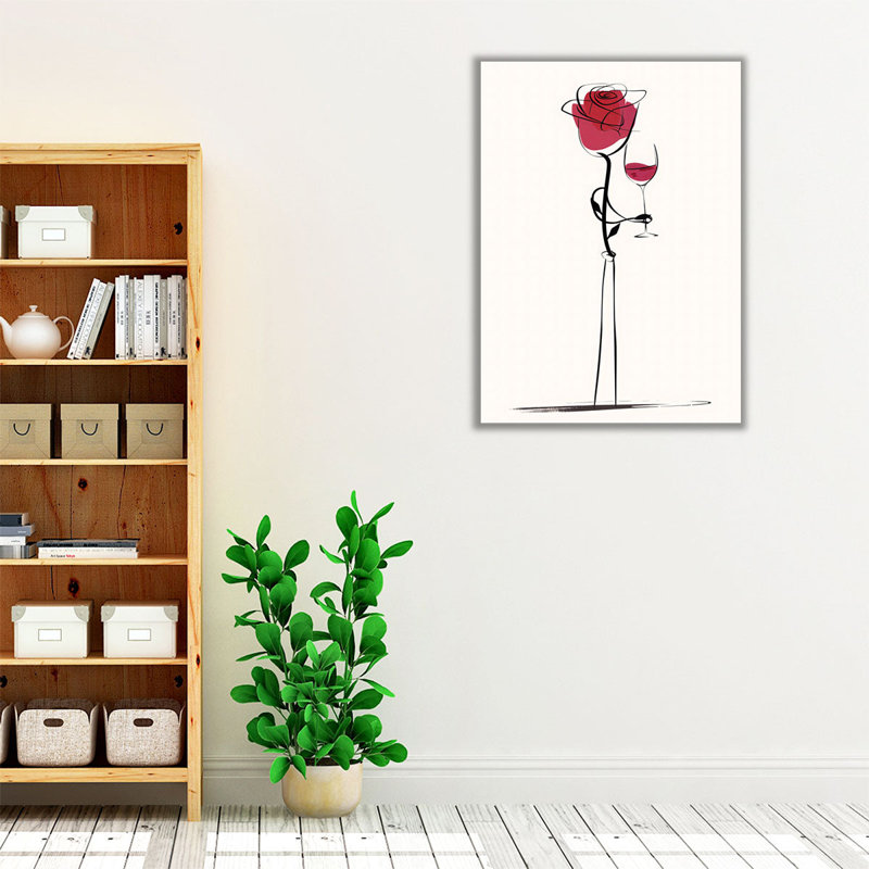 Vin rose noir et blanc - reproduction d'art sur toile, H 24 po x l 18 po