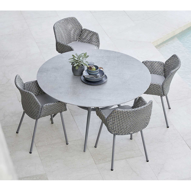 Joy Outdoor Round Dining Table, Gray