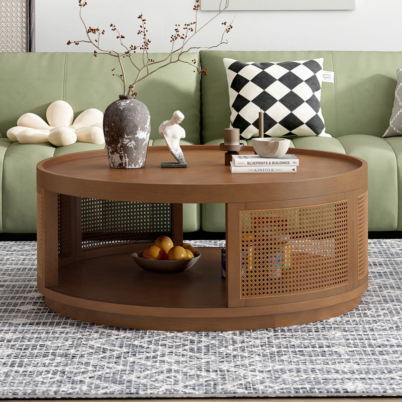 Table basse 37 po Mid-Century, Brun chêne