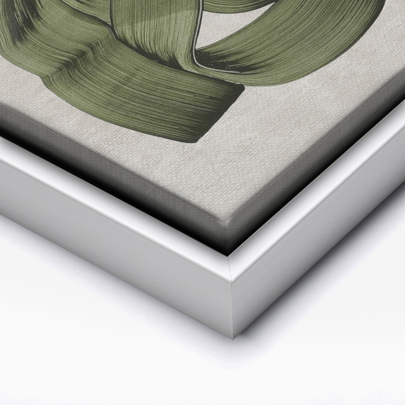 Green Abstraction, Canvas, 24"H x 32"W, White Framed
