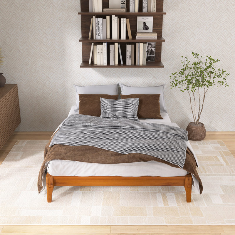 Structure de lit plateforme en bois de bambou massif