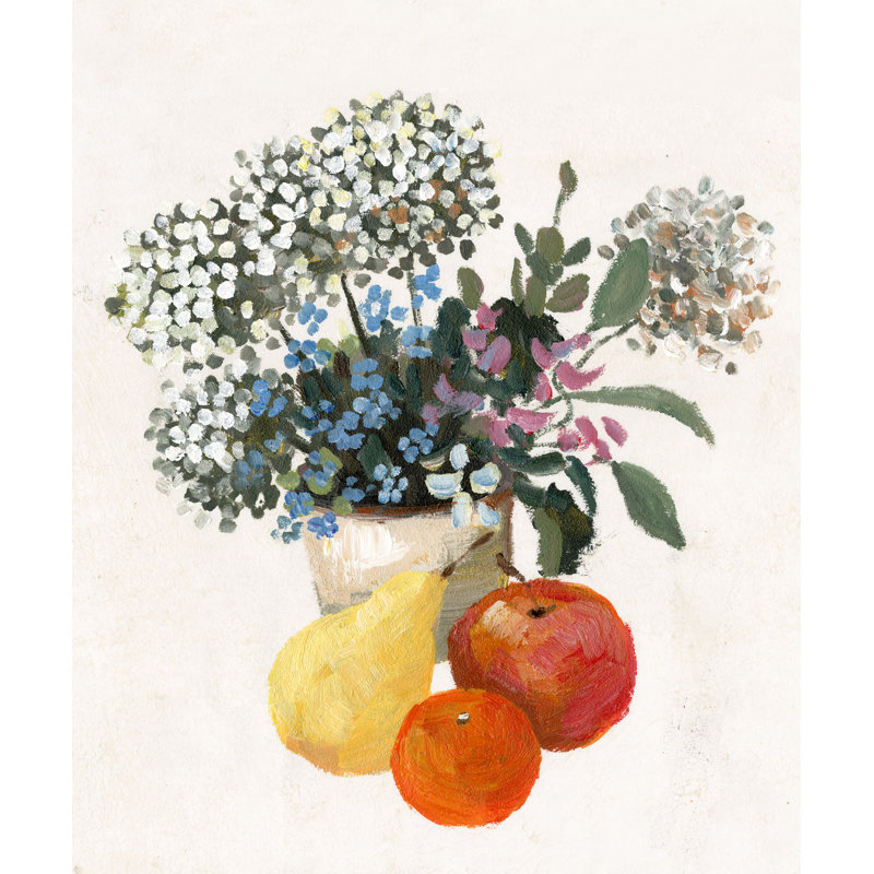 The Fruits and Flowers - Painting Print, Black Floater Framed, 122 cm H x 81 cm W