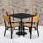 Sid 30" Square Laminate Table Set with 4 Metal Chairs - Natural Wood Seat