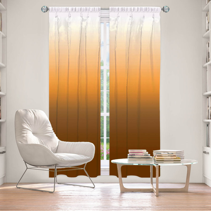 Vandela Room Darkening Curtain Pair, 20" W x 52" L, Brown/Orange/White