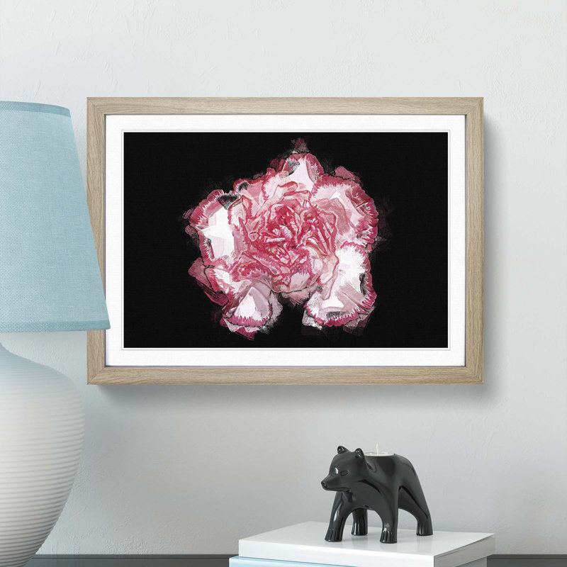 Pink Carnation Flower in Abstract - Framed Print, Oak, 60cm H x 91cm W x 2cm D