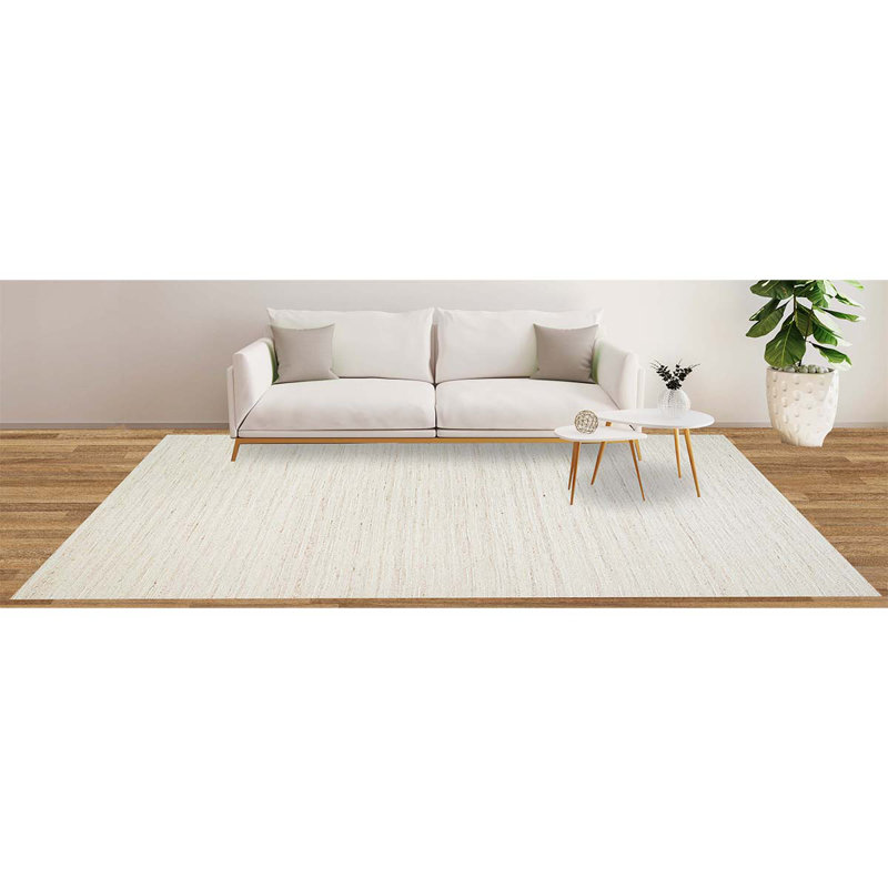 Tapis beige noué à la main de haute qualité, Rectangle 8 pi x 10 pi
