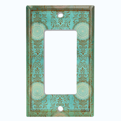 Elegant Damask Teal Pattern 1 - Gang Toggle Light Switch Standard Wall Plate