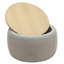 Repose-pieds de rangement rond 26 po gris et bois naturel