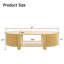 Table basse ovale cannelée avec rangement pour le salon, bois d'hévéa massif, 1 tablette et 2 portes de rangement ouvertes, 47 po-1650468216