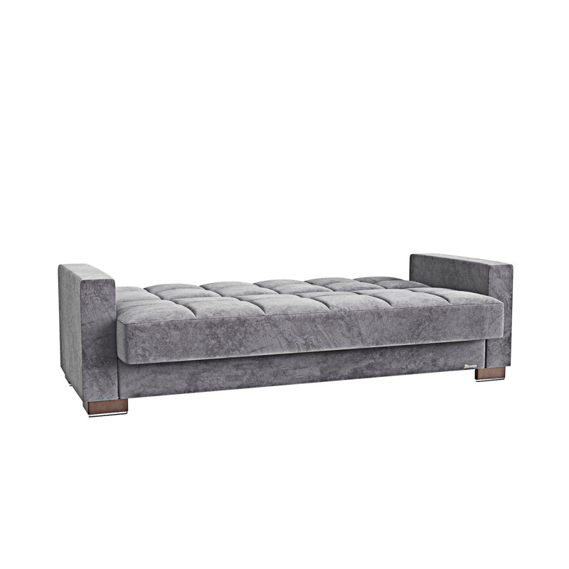 Canapé-lit rembourré convertible avec rangement, Microfibre grise