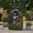23.75" High Hand Crafted Weather Resistant Floor Fountain, Moss + Black