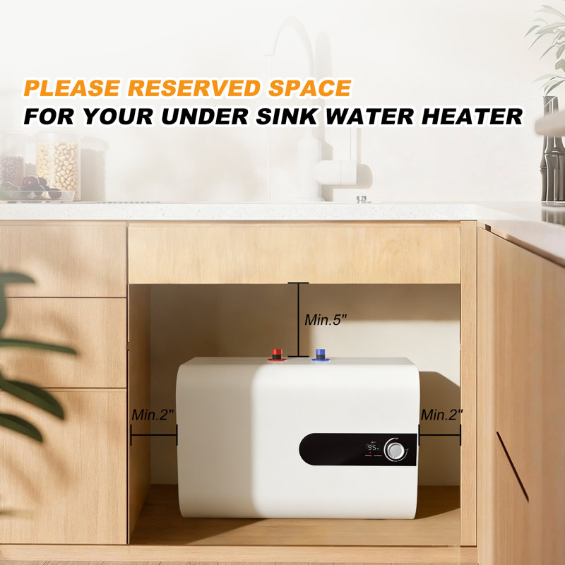 Chauffe-eau électrique 8Gallon, chauffe-eau électrique sous le lavabo 1500 W, point d'eau, chauffe-eau instantané 110 V