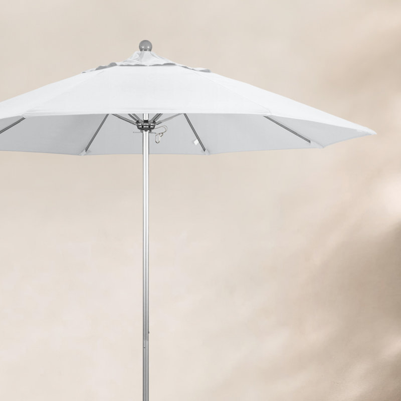 Parasol de marché 9 pi Maria, Argent argent, Toile Sunbrella® régate