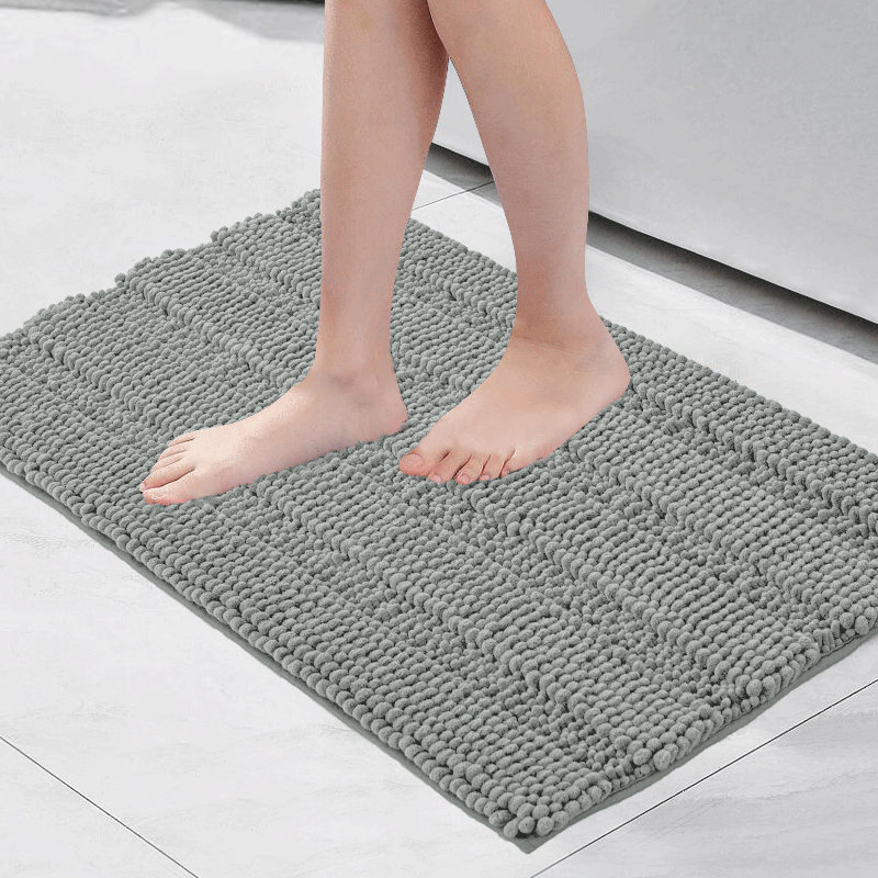 Tapis pour salle de bain Faddis, Gris clair, Simple - L 48 po x l 18 po