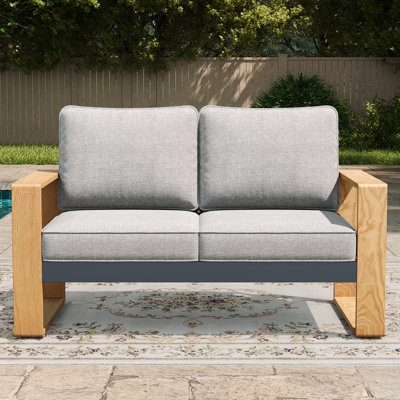 Modern Outdoor Aluminum 2-seat Loveseat With Cushions, All-weather Metal Patio Furniture by Ebern Designs