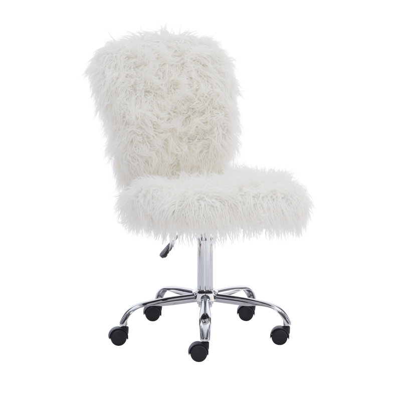 Faux Fur Task Chair, White
