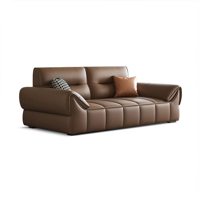 Causeuse-coussin standard en cuir véritable brun, H 35,04 po x l 74,02 po x P 38,58 po