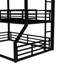 Lit superposé noir complet en métal, équipé d'une structure, de barrières de sécurité de longueur et d'une fabrication silencieuse, pour les chambres d'amis dans les pavillons de chasse, lit triple noir, avec structure robuste, minimisant-118929359-118929358