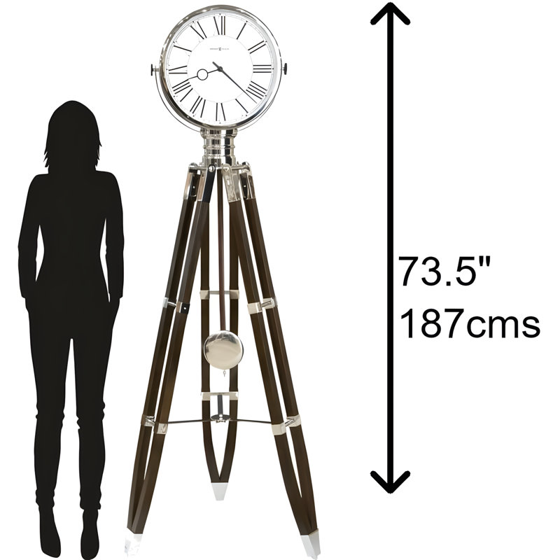 Floor Clock Ii - Retro Hollywood-Inspired Tripod Design With Quartz Triple-Chime Movement And Polished Chrome Accents