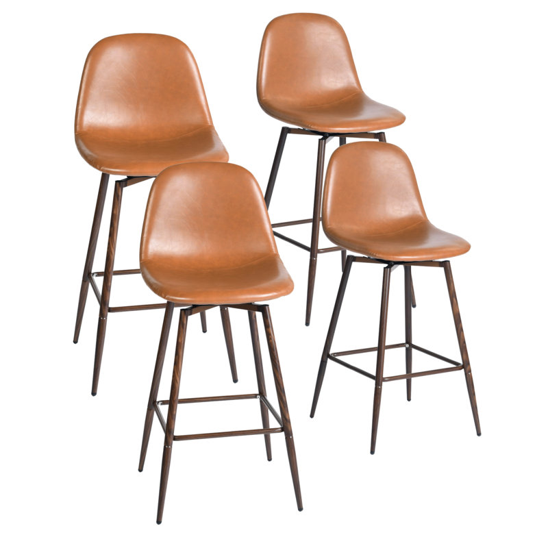 Chaises de comptoir modernes rembourrées avec pieds en métal noyer, parfaites pour les salles de pause de bureau, les espaces de réception et les espaces de café