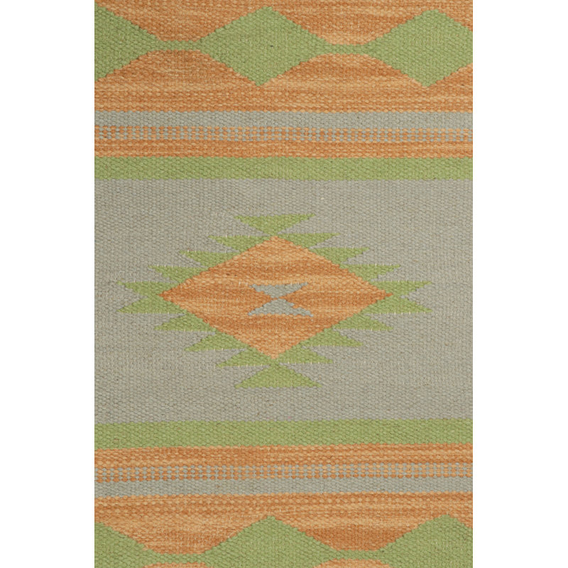 Flatweave Wool Area Rug in Gold/Green