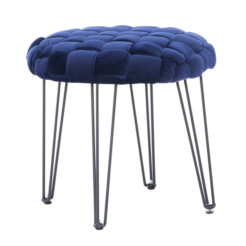 Hellman Iron Accent Stool, Navy