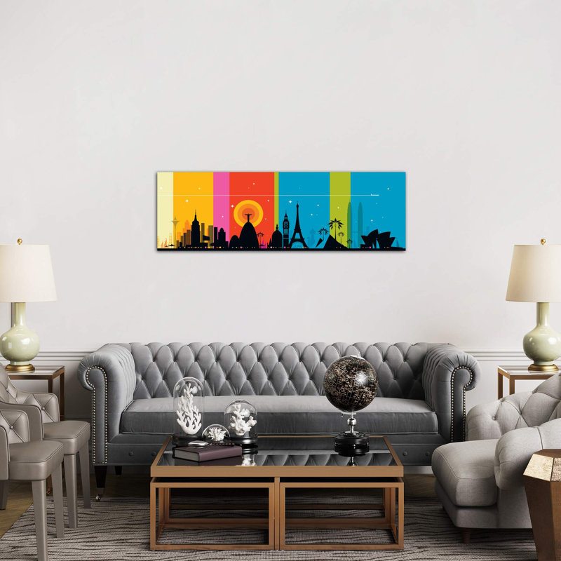 World Icons by Bo Lundberg - Wrapped Canvas Panoramic Print, 152.4 cm H x 50.8 cm W x 1.91 cm D