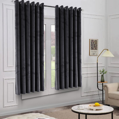 Claverton Crushed Velvet Sheer Eyelet Curtains