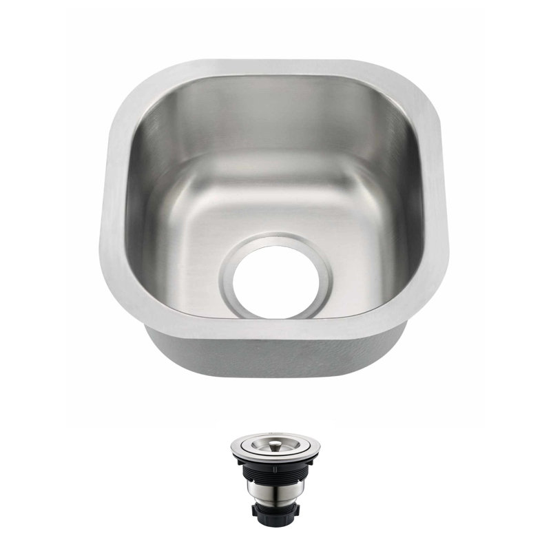 Undermount Stainless Steel Single Bowl Kitchen Sink, 7" H x 13" W x 13" D